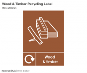 Wood & Timber Recycling, Self-Adhesive Vinyl, 200x150mm.