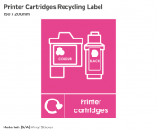 Printer Cartridges Recycling Bin Sticker. Self Adhesive. 150x200mm