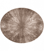 Churchill Stone Zircon Brown Orbit Oval Coupe Plate 12.5inch