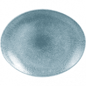 Churchill Raku Topaz Blue Orbit Oval Coupe Plate 12.5inch