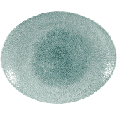 Churchill Raku Jade Green Orbit Oval Coupe Plate 10 5/8inch