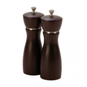 Pepper Mill 6inch Rubber Wood S/S with Carbon Steel Grinder