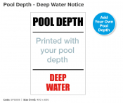 Pool Depth/Deep (Depth Tbc), Semi-Rigid Notice, 400x600mm.