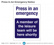 Press In An Emergency' Semi-Rigid Notice, 300x400mm.