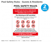 Pool Safety Rules Guests/ Residents Rigid Sign, 400x600mm.