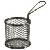 Black Serving Fry Basket Round 9.3 x 9cm