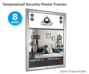 A1 Poster Size - Tamperproof Security Poster - Satin Silver Frame