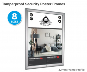 Security Poster Tamperproof Satin Silver Frame 30x40inch