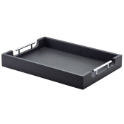 Solid Black Butlers Tray with Metal Handles 65 x 49cm