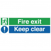 Fire Exit Keep Clear Sign Self Adhesive 450x150mm