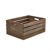 Dark Rustic Wooden Crate 41 x 30 x 18cm