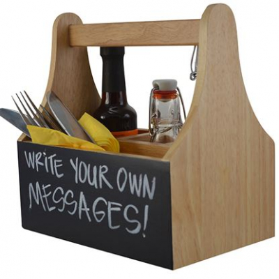 Naturals Caddy With Chalkboard-4 Compartments