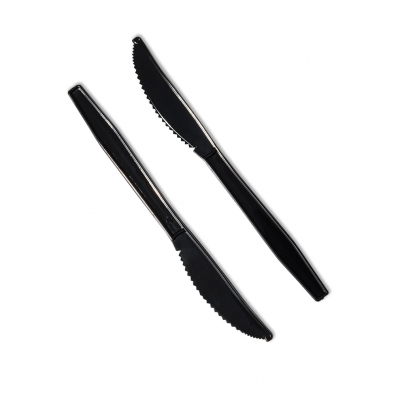 Plastic Knife Reusable Heavy Duty Black x100