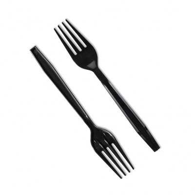 Plastic Fork Reusable Heavy Duty Black x100