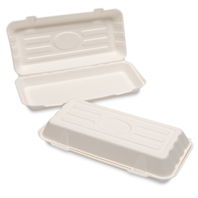 Bagasse Fish & Chip Box White Large 12.75x6x2.5Inch x250