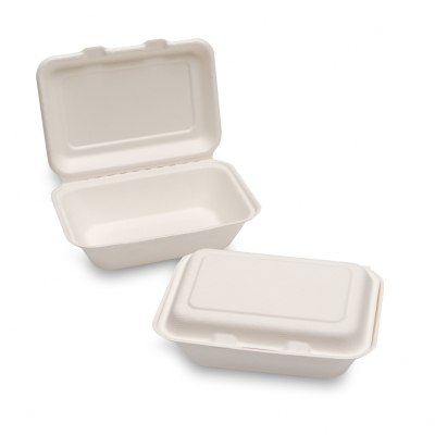 Bagasse Clamshell Lunch Box 7x5Inch x500