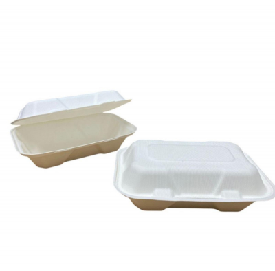 Bagasse Clamshell Lunch Box 9x6Inch x250