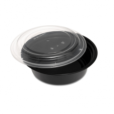 Container & Lid Round PP Black/Clear 32oz/946ml x150
