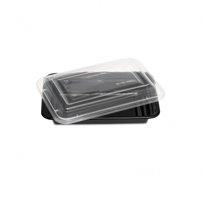 Container & Lid Rectangle PP Black/Clear 16oz/473ml x150
