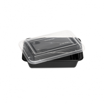 Container & Lid Rectangle PP Black/Clear 24oz/710ml x150