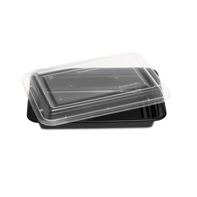 Container & Lid Rectangle PP Black/Clear 28oz/828ml x150