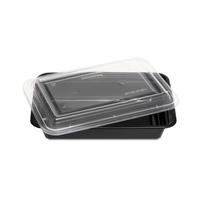 Container & Lid Rectangle PP Black/Clear 32oz/946ml x150