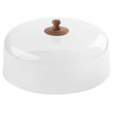 Acacia Collection Round Cake Dome Acryilc with Acacia Wooden Handle 30x30x14.5cm
