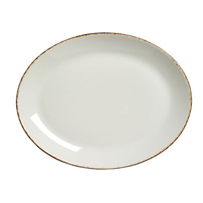 Brown Dapple Oval Coupe Plate 30.5cm 12Inch