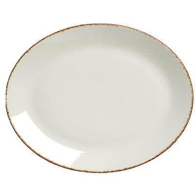 Brown Dapple Oval Plate Coupe 34.25cm 13.5Inch