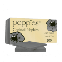 Napkin Cocktail Grey 24cm/2ply x2000 (1/2 CASE)