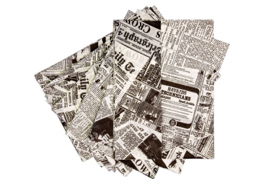 Greaseproof Paper White Newspaper Print 35 x 25cm x1000
