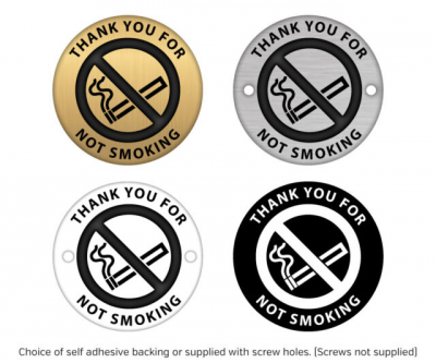 No Smoking 38mm Round White Engraved Table Number Disc.