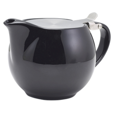 Porcelain Black Teapot with St/ St Lid & Infuser 50cl/ 17.6oz