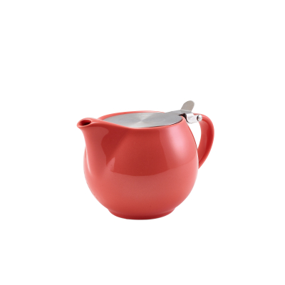 Porcelain Coral Teapot with St/ St Lid & Infuser 50cl/ 17.6oz