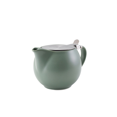 Porcelain Matt Sage Teapot with St/St Lid & Infuser 50cl/ 17.6oz
