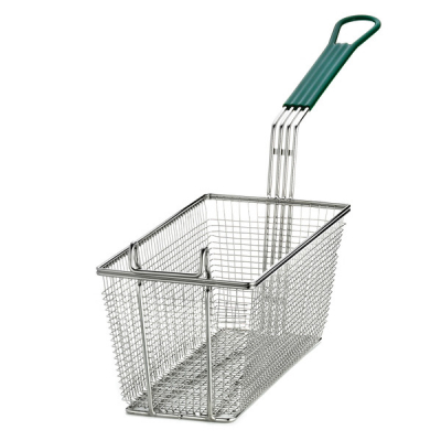 Rectangular Fryer Basket Stainless Steel Mesh with Green Handle 61.5x14.5x34.5cm