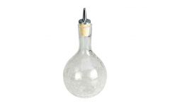 Round Crackle Glass Dash Bottle with Pourer 11oz/33cl