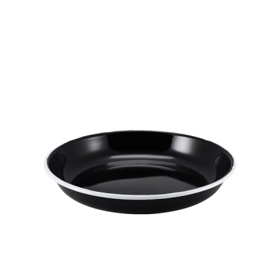 Enamel Rice/ Pasta Plate Black with White Rim 24cm