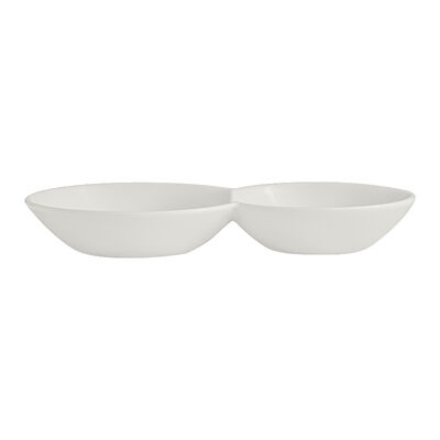 RO White Album 2 Compartment Gourmet Sauce Dish 18 x 2.5cm 17cl (7 1/8 x 1Inch 6oz)