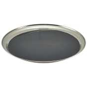 Non Slip Stainless Steel Round Tray 14Inch