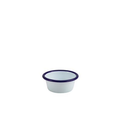 Enamel Ramekin White with Blue Rim 8cm Dia 90ml/ 3.2oz