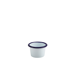 Enamel Ramekin White with Blue Rim 7cm Dia 90ml/ 3.2oz