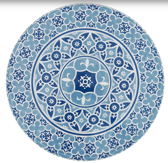 Blue Marrakesh Melamine Round Slab 28.5cm