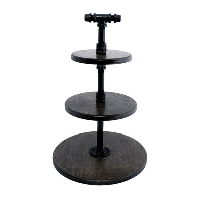 Steelite Creations Display: Gun Metal 3-Tier Stand 35.5 x 50.9cm