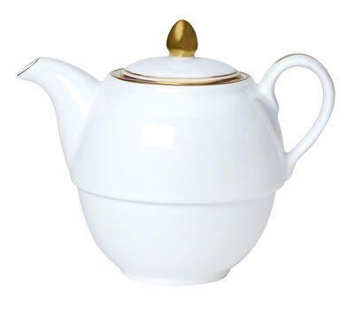 Burnished Gold Coupe Tea Set For One Teapot 12.4cm 46cl (5Inch 16oz)