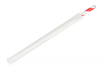 Paper Straw Wrapped Red/White 8" x250