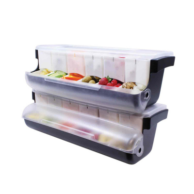First In First Out Garnish Station 6x 710ml Compartments with White Inserts