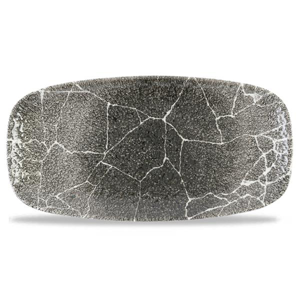 Kintsugi Reverse Quartz Black Chefs Oblong Plate 13 7/8X7 3/8Inch