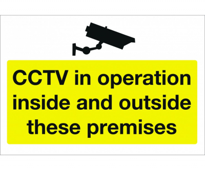 CCTV In Operation In/Outside Premises, 3mm Rigid, 400x300mm.