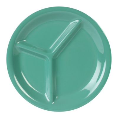 Melamine 3 Compartment Plate Green 10.25Inch/260mm x12